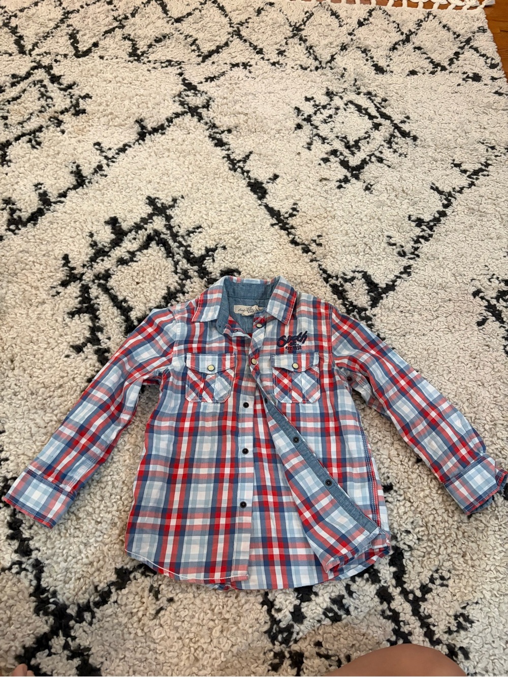 H&M Red and Blue Plaid Button-Down Shirt